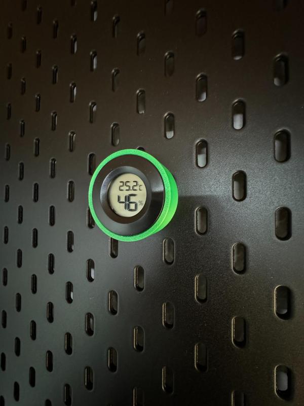 Ikea Skadis holder for round digital hygrometer