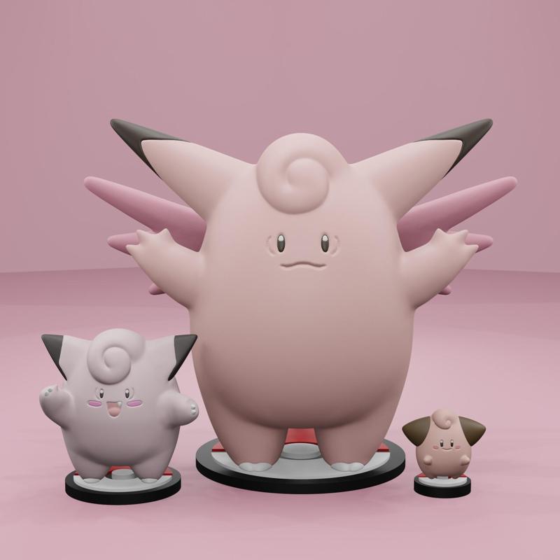 Pokemon No. 035, 036, 173 Clefairy, Clefable, Cleffa