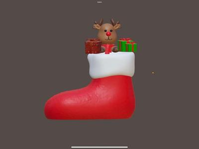 Reindeer Christmas Stocking Desktop Organizer Pen Holder