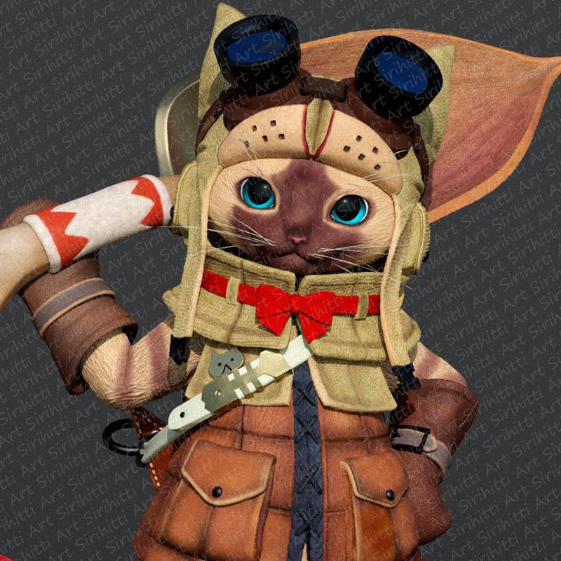 Palico, the Monster Hunter's Assistant Cat, 3D Printable Model