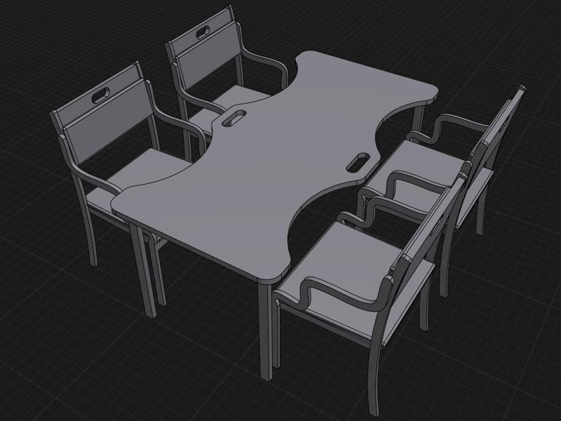 Four-person dining table elderly protection micro-miniature sand table model