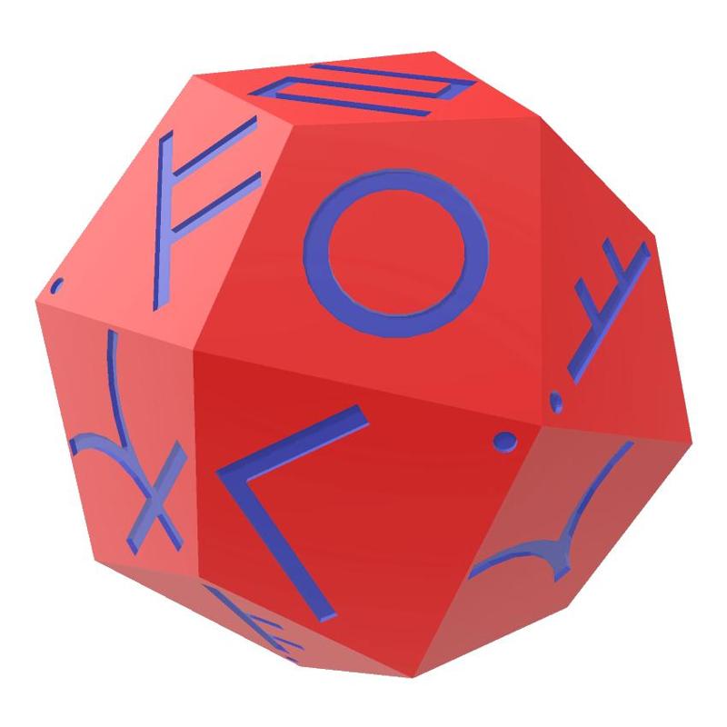 Hangul/Korean Alphabet D24 POLYHEDRAL DIE (Pseudo-deltoidal icositetrahedron)
