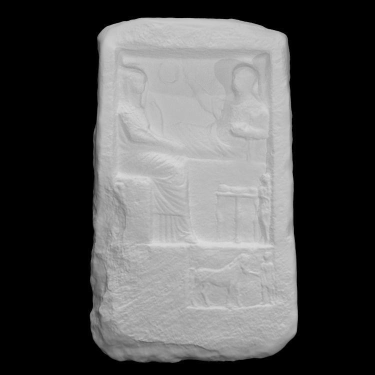 Gravestone figuring a symposium scene