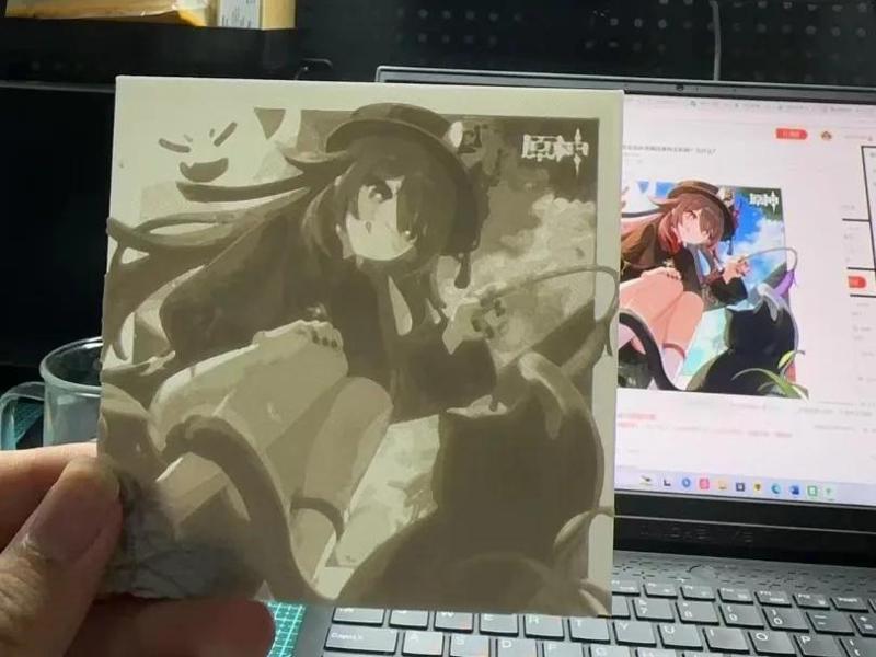 Walnut Birthday Greeting Lithophane Photo - With Color Chart