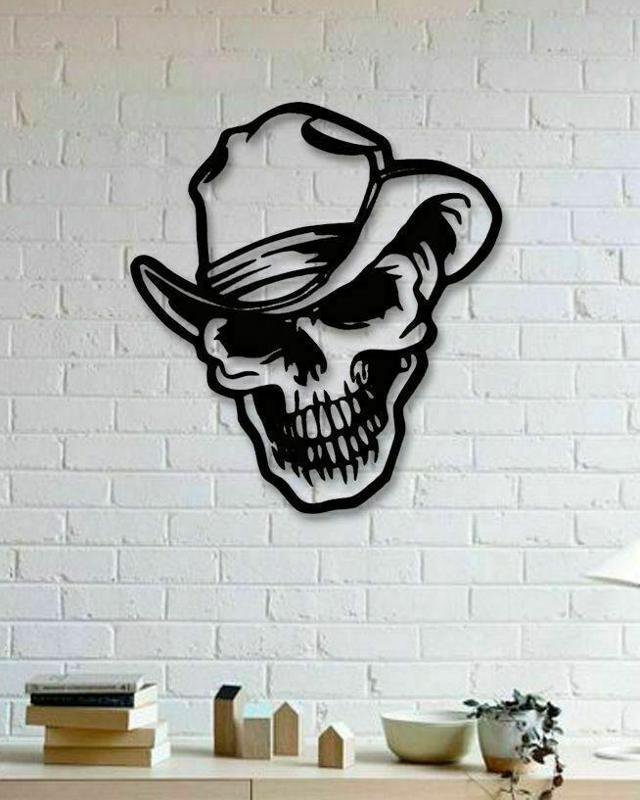 Skull With hat Wall Art Texas skull