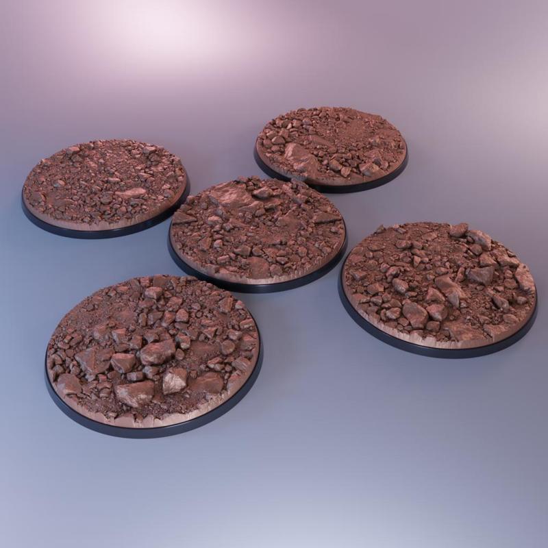 5x 90mm base with stoney barren ground (+toppers)