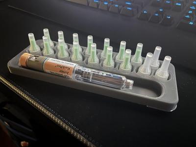 Diabetes needle and pen holder organiser (for desk)