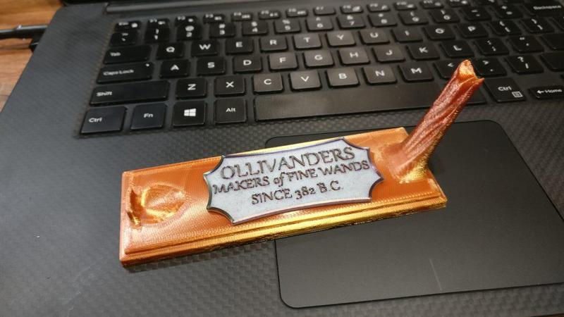 Wand wooden stand and Ollivanders plate