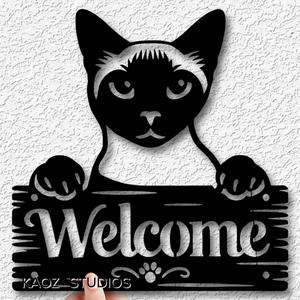 siamese cat wall art kitty wall decor kitten welcome sign decoration