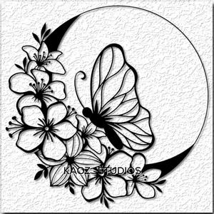 butterfly garden wall art insect on the moon decor