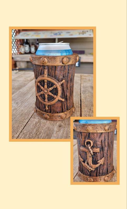 Nautical Wood Koozie - 12 ounce