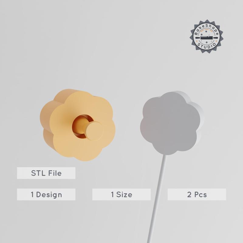 Flower Cake Pop Mold Set, Floral Nature Design, 2-Piece STL for 3D Printing PRODUCT_1182