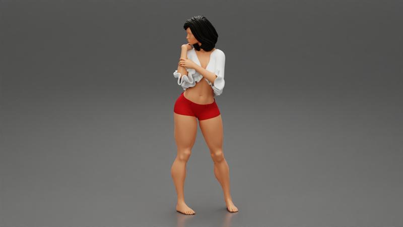 Beautiful Woman Posing In White Nightie