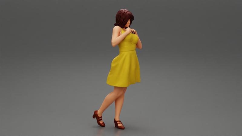 Beautiful woman in denim overalls