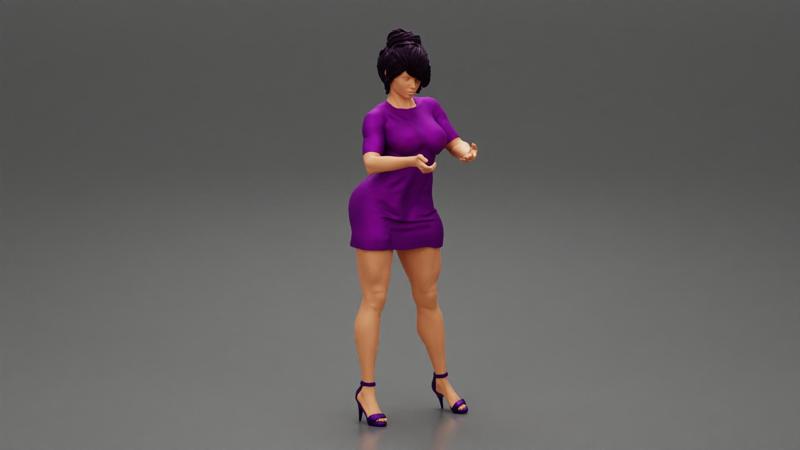 Attractive Woman In A Mini dress And Red High Heels