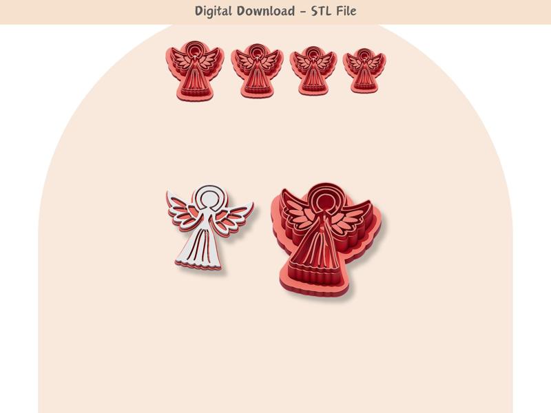 Christmas Angel Clay Cutter for Polymer Clay | Digital STL File | Clay Tools | 4 Sizes