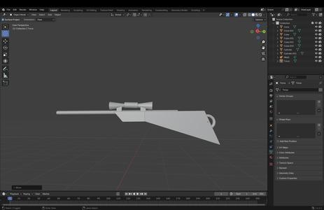 low polly hunting rifle keychain