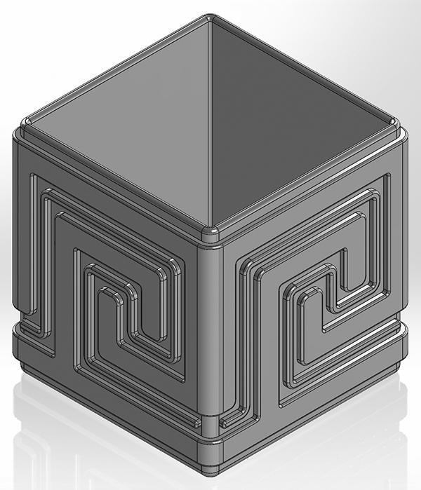 Square pen cup with Greek pattern