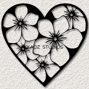 Hibiscus heart wall art love wall decor valentines day flowers decoration
