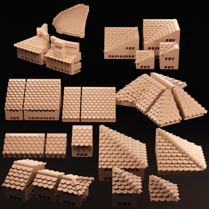 Church and Temple Roof Building Tiles - OpenLOCK Modular Terrain