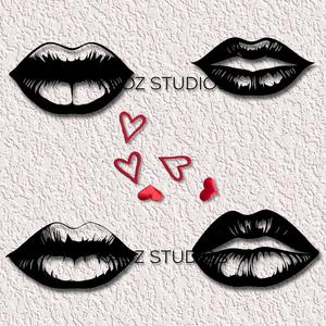 Set of 4 Lucious Lips wall art lips wall decor valentiens day decortations