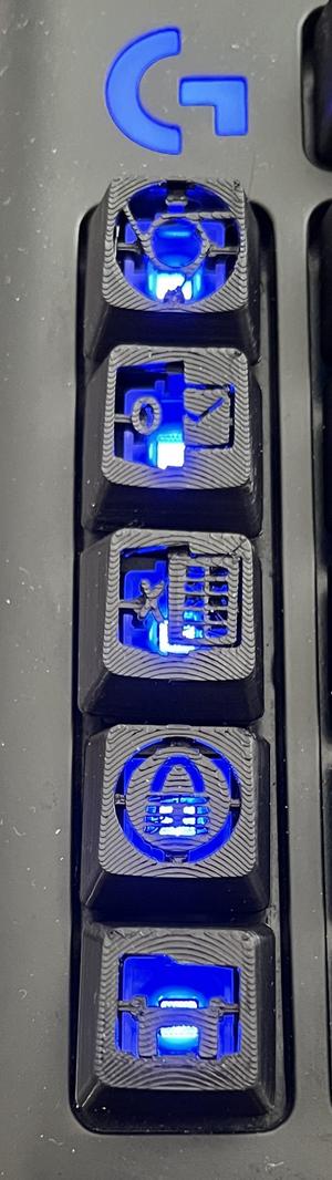 Key caps for various apps on Logitech G910
