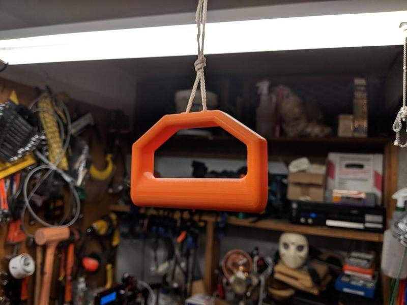 Attic folding ladder rope pull handle