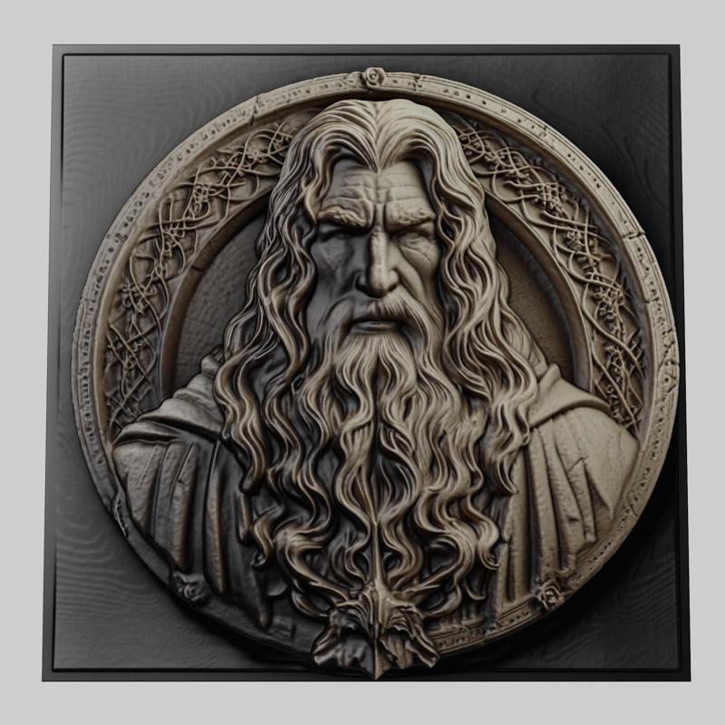 Lord of Rings Theoden 3d printer relief medallion stone tablet obj stl