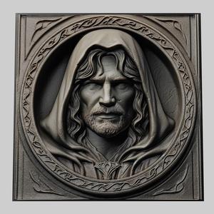 Lord of Rings Aragorn 3d printer relief medallion stone tablet obj stl