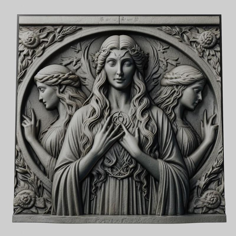 Lord of Rings Eowyn 3d printer relief medallion stone tablet obj stl
