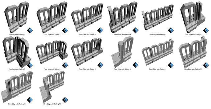 Upper Level Floor Edge with Railing, OpenLOCK Modular Industrial Terrain Tiles Expansion Set