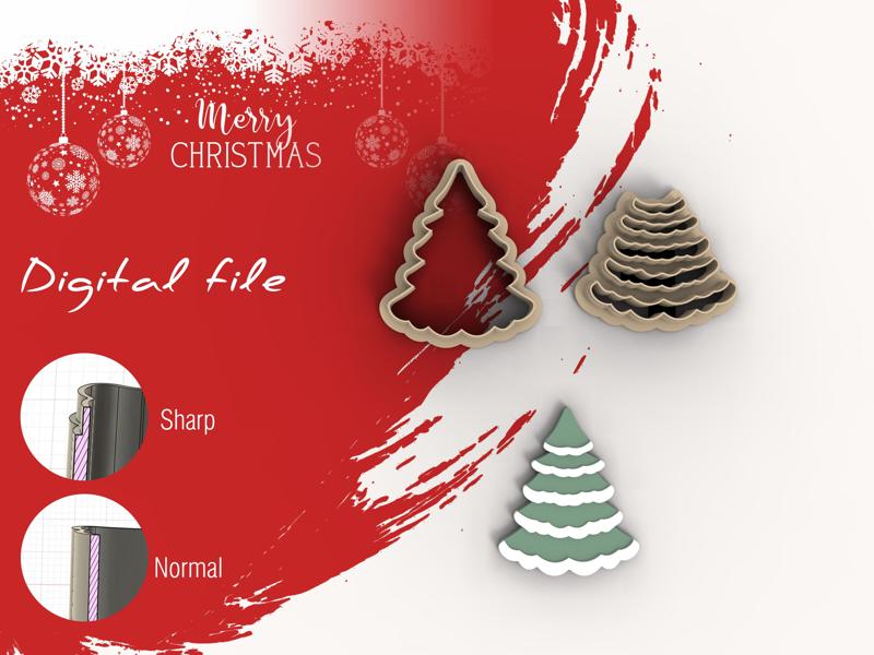 Snowy Tree Christmas Clay Cutter | Digital STL File | | 5 Sizes | 2 Cutter Versions