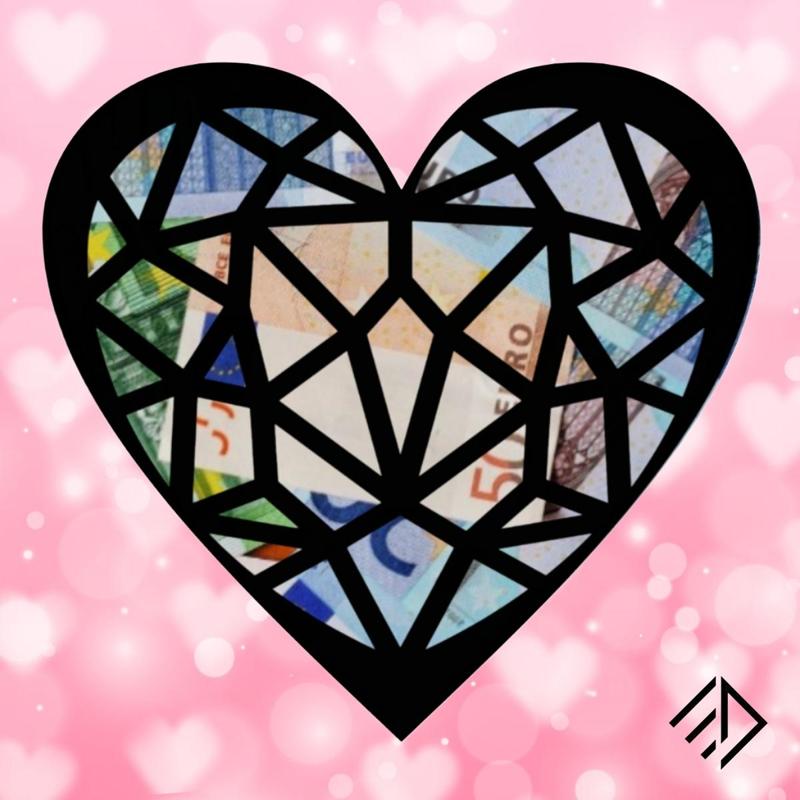 Heart - ZigZag - Wall art - Gift - Wall decor - Love - Money gift