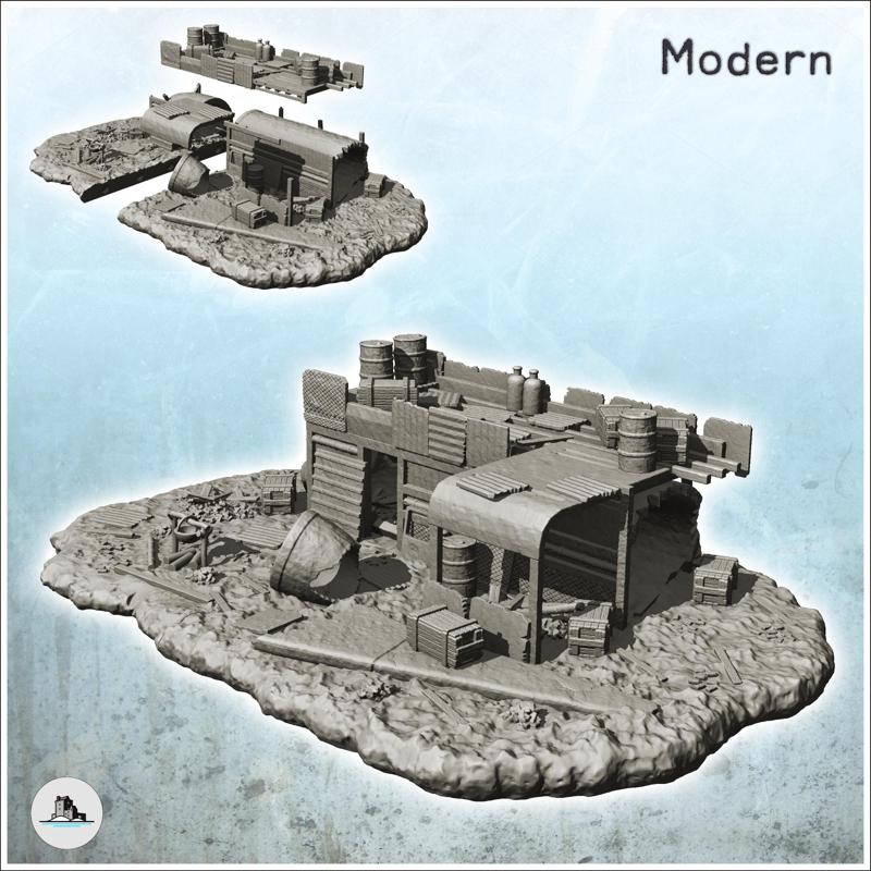 Post-apocalyptic canvas shelter around a damaged airplane fuselage (1) - Future Sci-Fi SF Post apocalyptic Tabletop Scifi