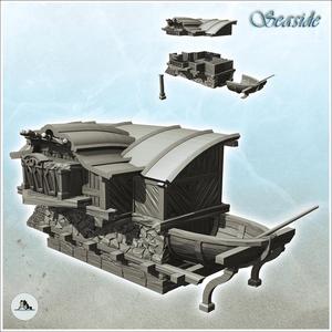 Pirate house with hull-shaped terrace and stone base (4) - Pirate Jungle Island Beach Piracy Caribbean Medieval Skull Renaissance