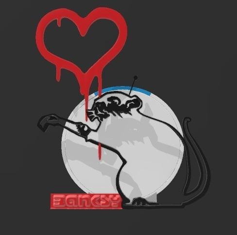Suporte Alexa Echo Dot Pop Banksy Love Rat