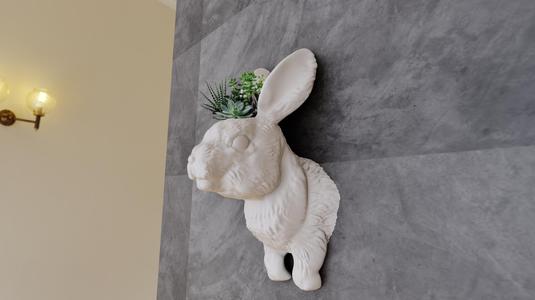 Rabbit wall sculpture planter pot flower vase 3d print file stl