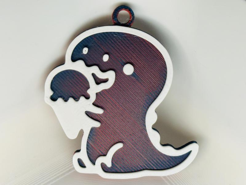 T-Rex Eating Ice Cream Keychain