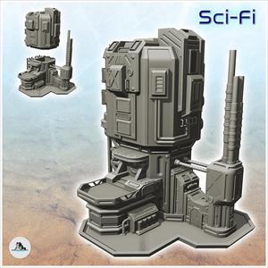 Sci-Fi industrial structure with chimney and energy blocks (17) - Future Sci-Fi SF Infinity Terrain Tabletop Scifi