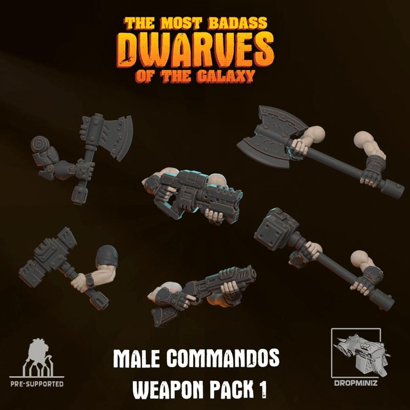 Sci-fi Dwarf Male Commandos Weapon Pack