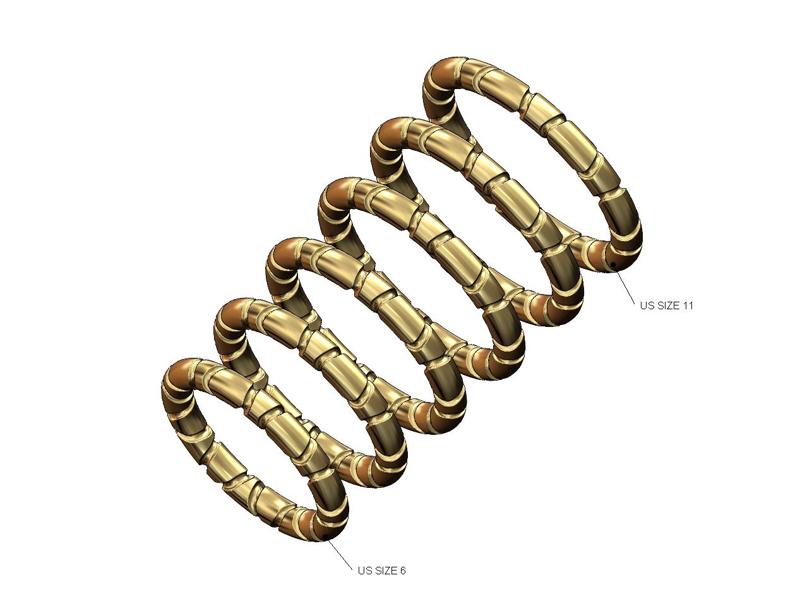 Mirrored Riverstone carving stacker band US sizes 6to11 3D print model