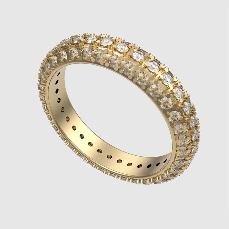 Classic Three-Row Diamond Wedding Ring 3D print