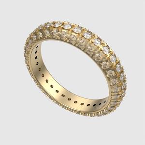 Classic Three-Row Diamond Wedding Ring 3D print