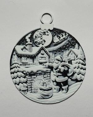 black and white santa claus christmas ball