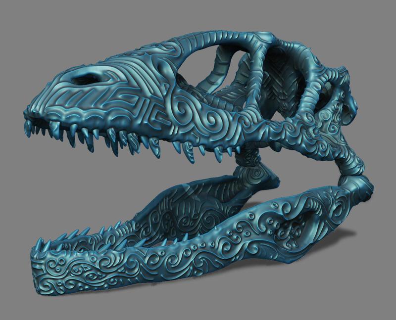 Raptor SkullWith Decorative Filigree Scroll Work Design