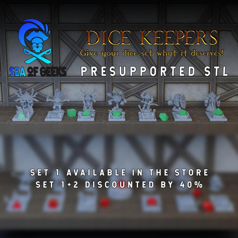 (SET 2 of 2) Dice Keepers - 7 of 14 miniature & polyhedral dice stand