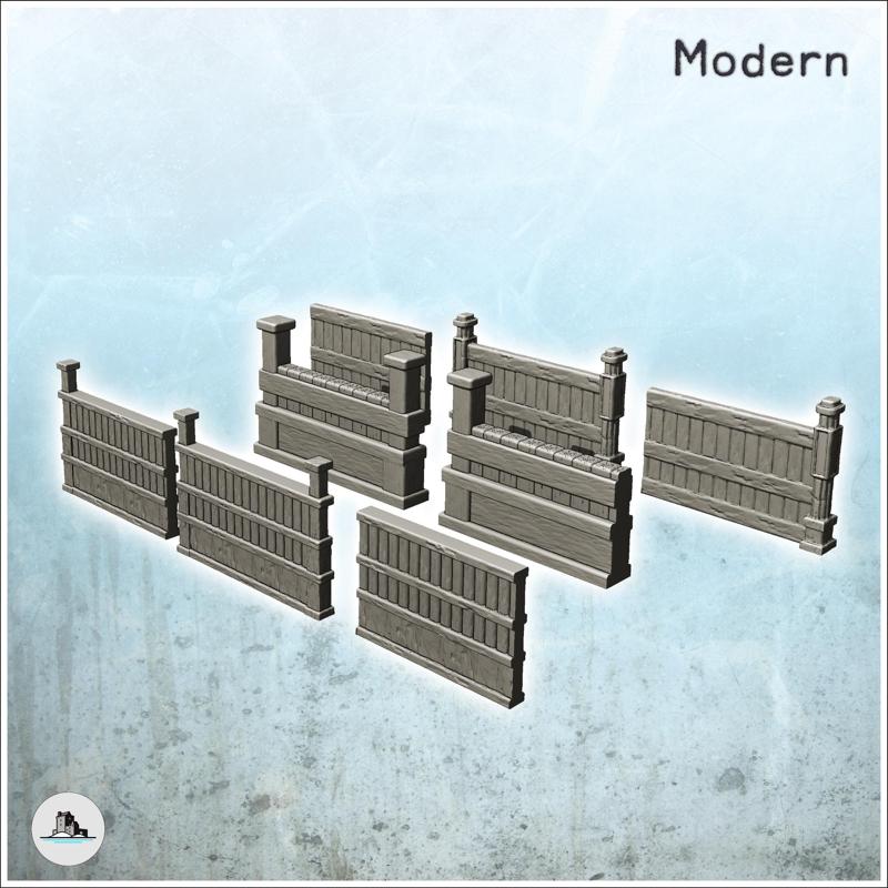 Set of low walls with wooden posts (4) - Cold Era Modern Warfare Conflict World War 3 RPG  Post-apo
