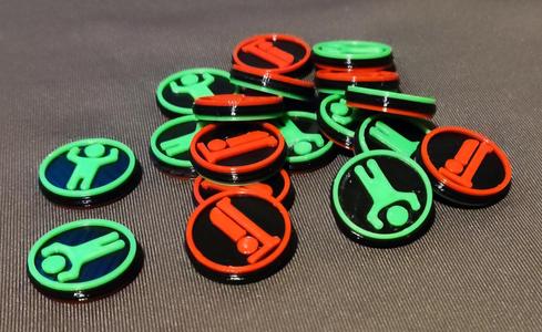 Fichas estado preparado o agotado / Tokens ready or exhaus