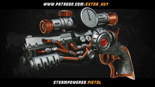 Steampunk Pistol 3d Printable 100mm