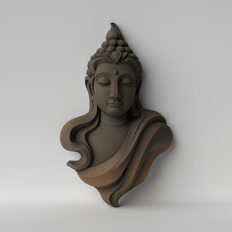 Tranquil Relief – Minimalist Buddha Face Wall Sculpture
